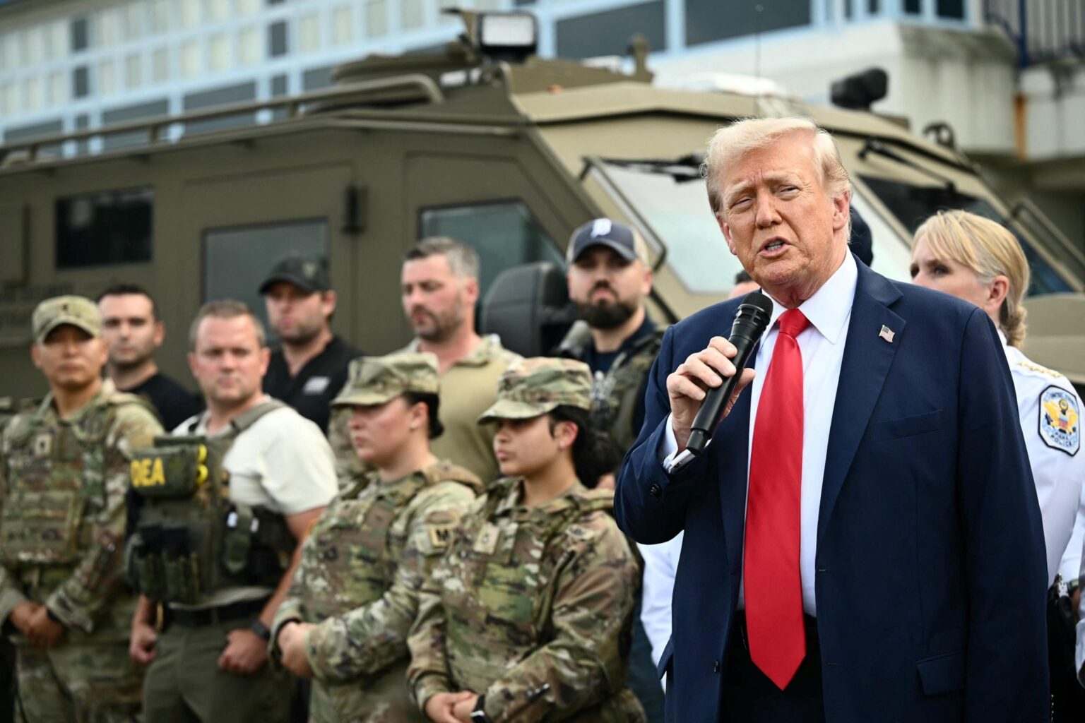 WATCH: Trump speaks with police and troops patrolling Washington, DC – PBS